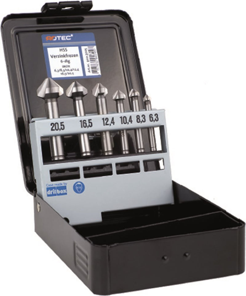 Set frese per svasare Rotec 90°. acciaio inossidabile 6,3 25