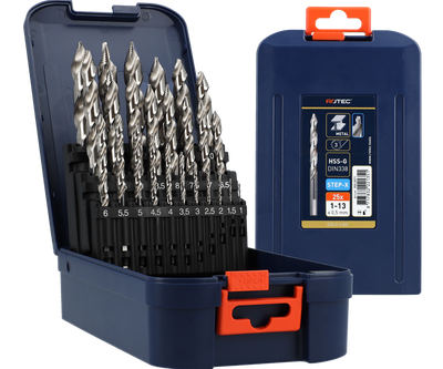 Rotec juego brocas helicoidales 1-13x0,5 hss-g 25 piezas