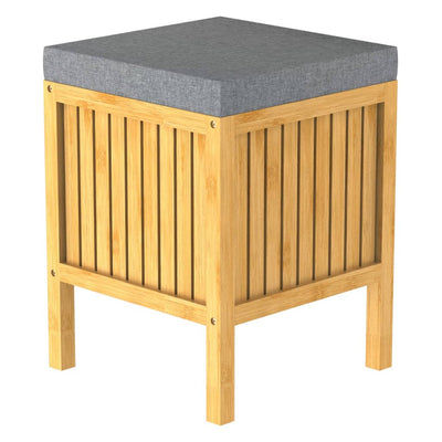 Eisl eisl cestino da lavanderia 2 in 1 con cuscino di sedile 39x39x52,5 cm in bambù