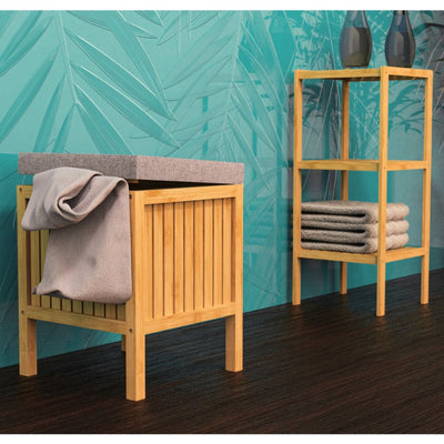 Eisl eisl cestino da lavanderia 2 in 1 con cuscino di sedile 39x39x52,5 cm in bambù