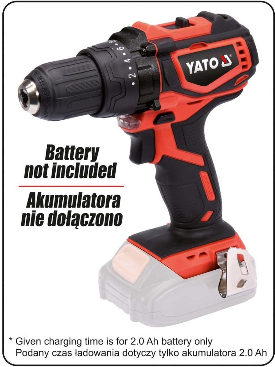 Yato 18v serie - accuboormachine - borstelloos - 2000 rpm - metaalhuis