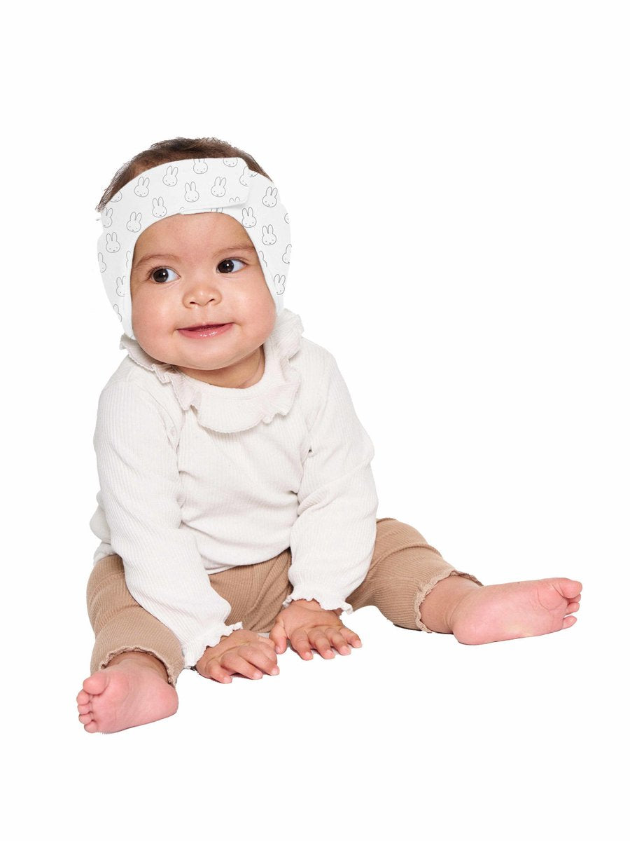 Dooky® Protección auditiva para bebés Dooky x Miffy - diadema ajustable suave - 0-6 meses - blanco - algodón Oeko-Tex - ligero y cómodo