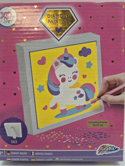 Cuadro de diamantes Grafix para niños - unicornio - marco incluido - 15x15 cm - a partir de 6 años