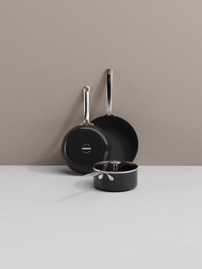 Set di padelle Combekk element expert - 4 pezzi - nero - rivestimento antiaderente in ceramica senza pfas - realizzato in alluminio riciclato al 100% - adatto all'induzione