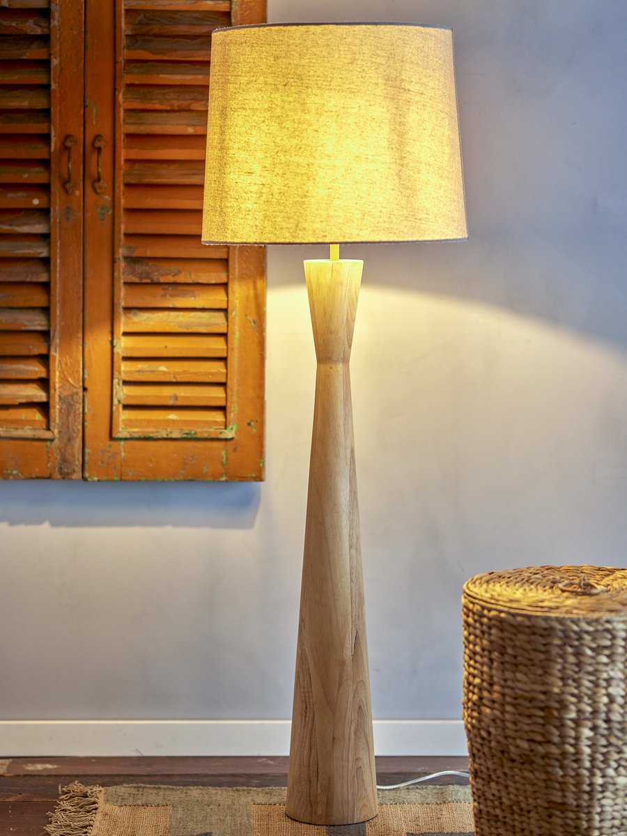 The creative collection colección creativa - lámpara de pie leonor - beige - madera de caucho