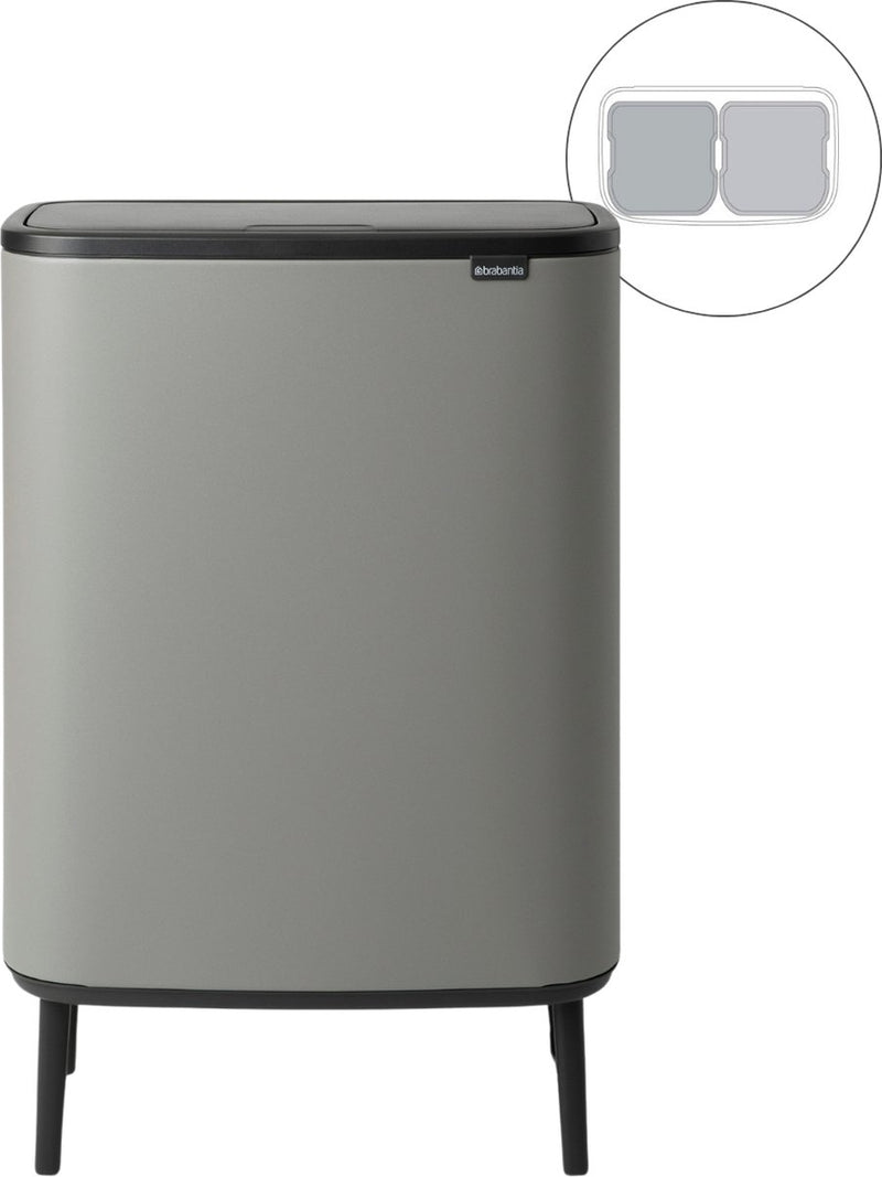 Brabantia bo touch bin hi pattumiera - 2 x 30 litri - raccolta differenziata - grigio cemento minerale
