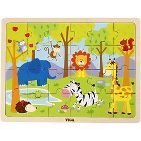 Viga rompecabezas de madera, animales de safari, medidas 30x22,5 cm, 24 piezas, 1 pieza