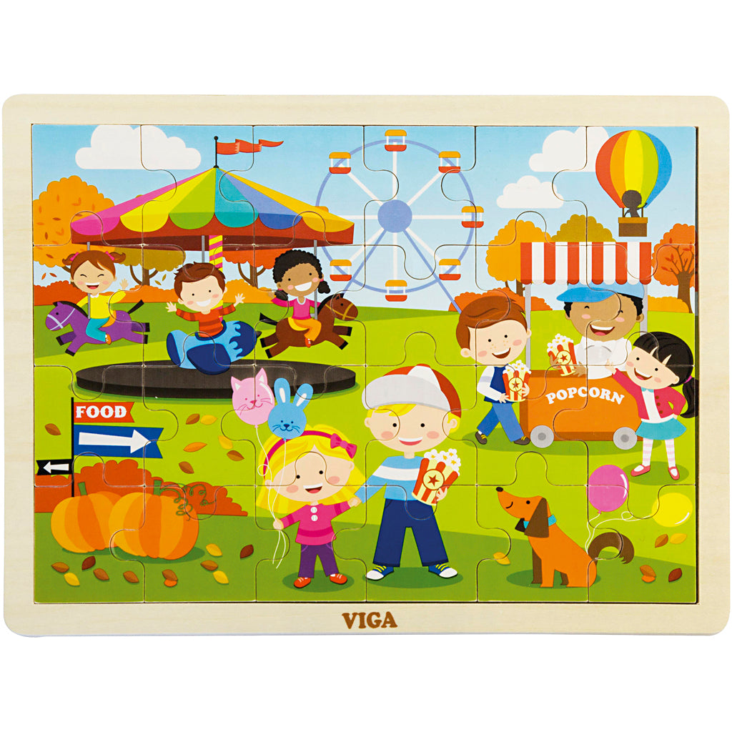 Puzzle in legno Viga stagioni, le stagioni, autunno, misura 30x22,5 cm, 24 parti, 1 pezzo