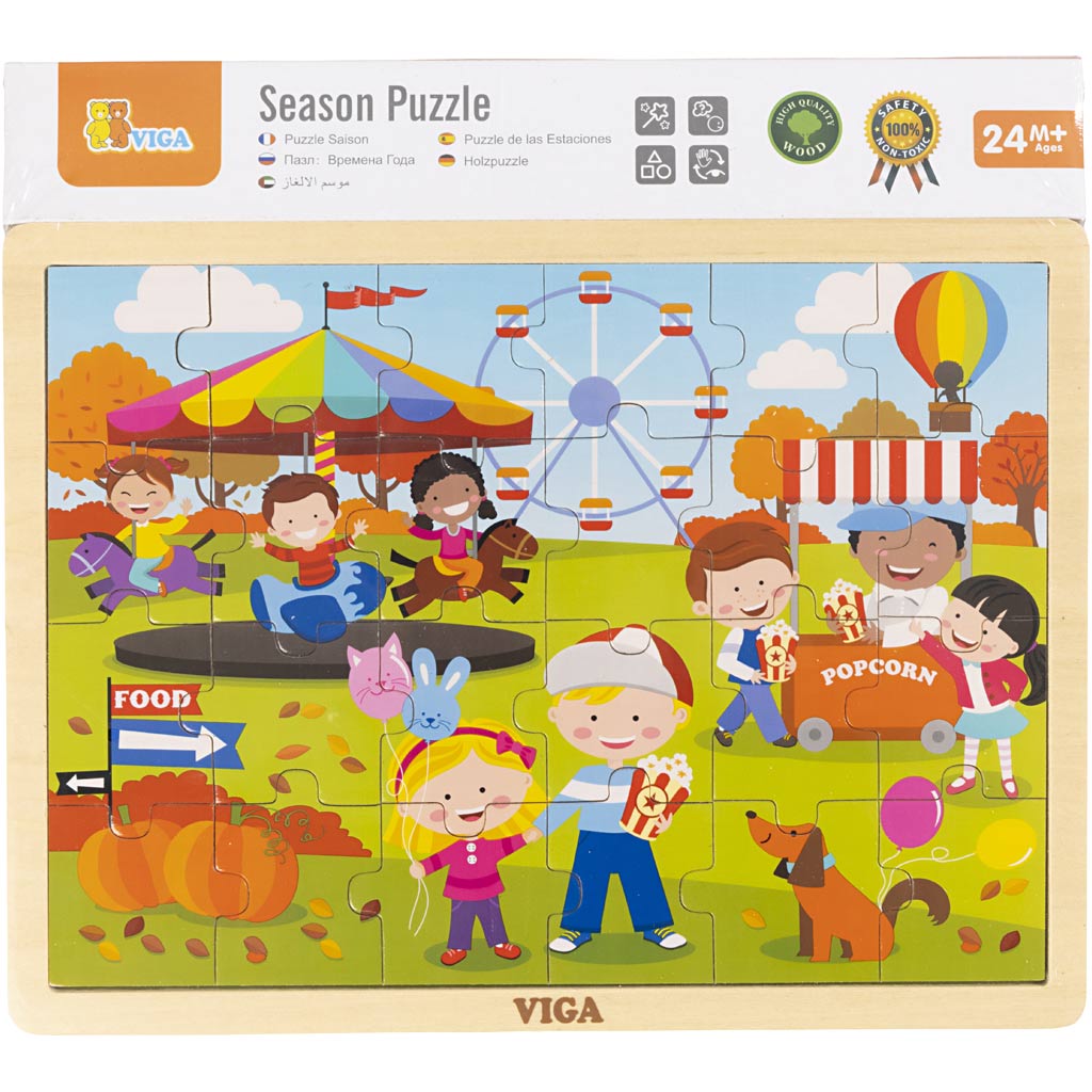 Puzle de madera Viga Seasons, las estaciones, otoño, medidas 30x22,5 cm, 24 piezas, 1 pieza