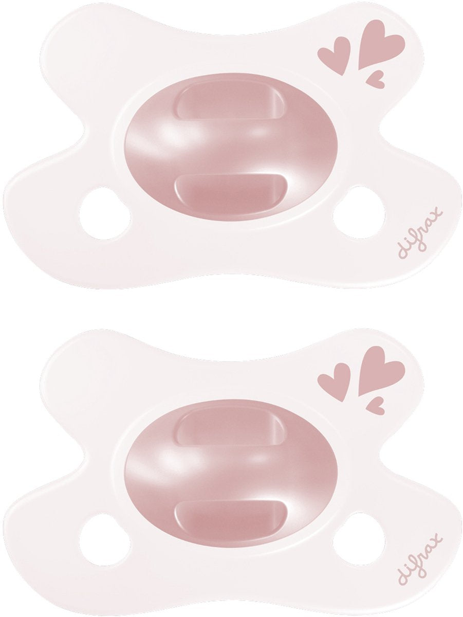 Difrax fopspeen natural - newborn - hartje - lichtroze - 2 stuks