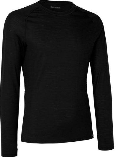 Gripgrab - maglia termica intima da ciclismo autunno inverno a maniche lunghe in misto merino con lana merino - nero - uomo - taglia s