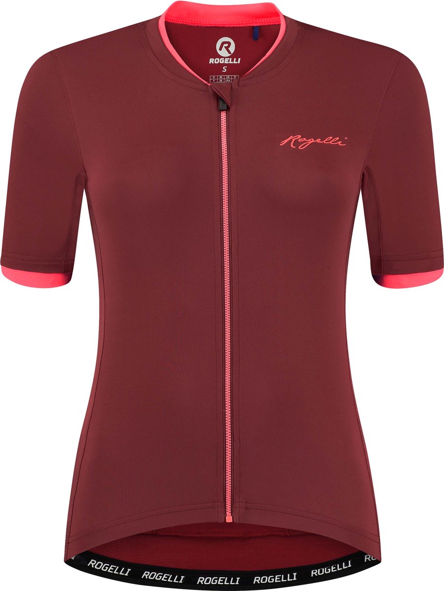 Rogelli essential fietsshirt - korte mouwen - dames - bordeaux, coral - maat l