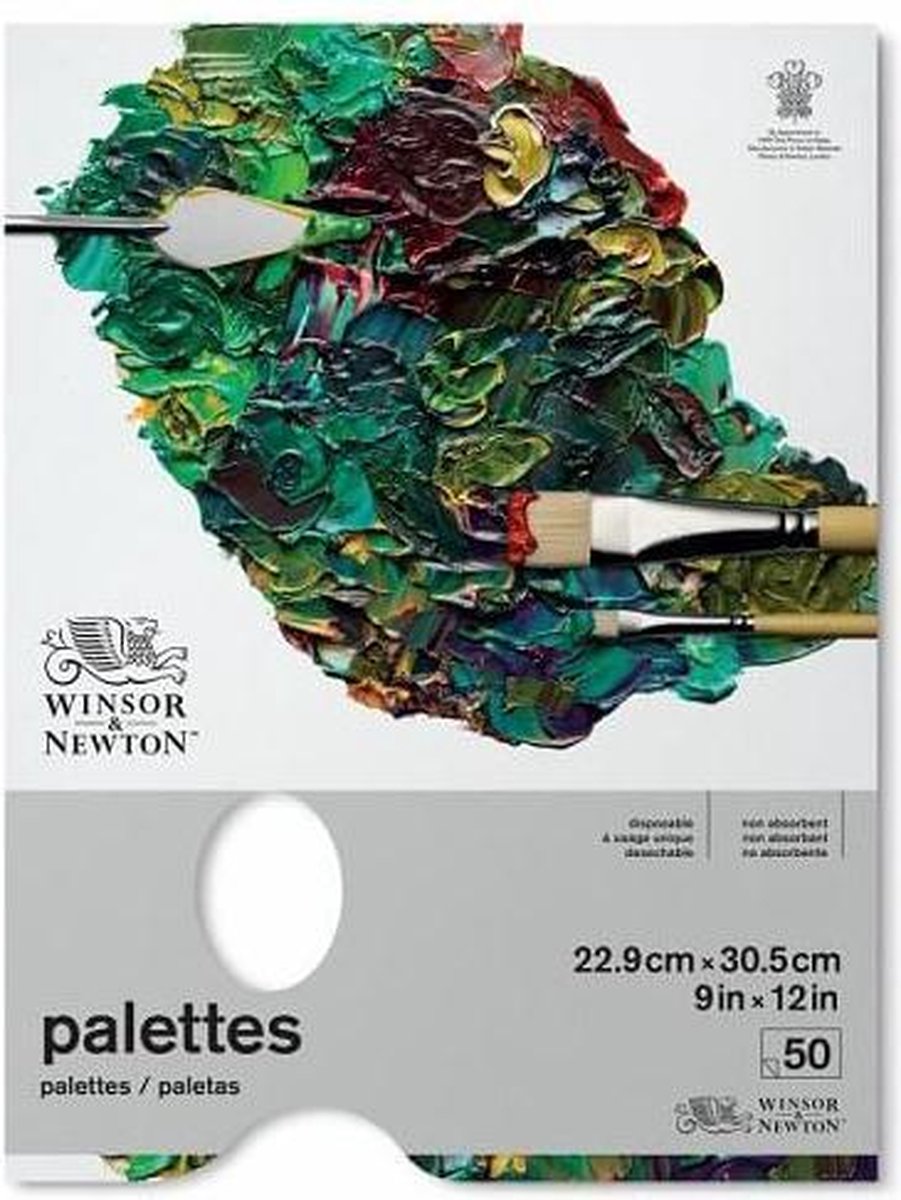Winsor Newton 7002032 paleta desprendible - 23 x 31 cm, 50 hojas, paleta de mezcla desechable para pintura al óleo y acrílica - paletas desprendibles