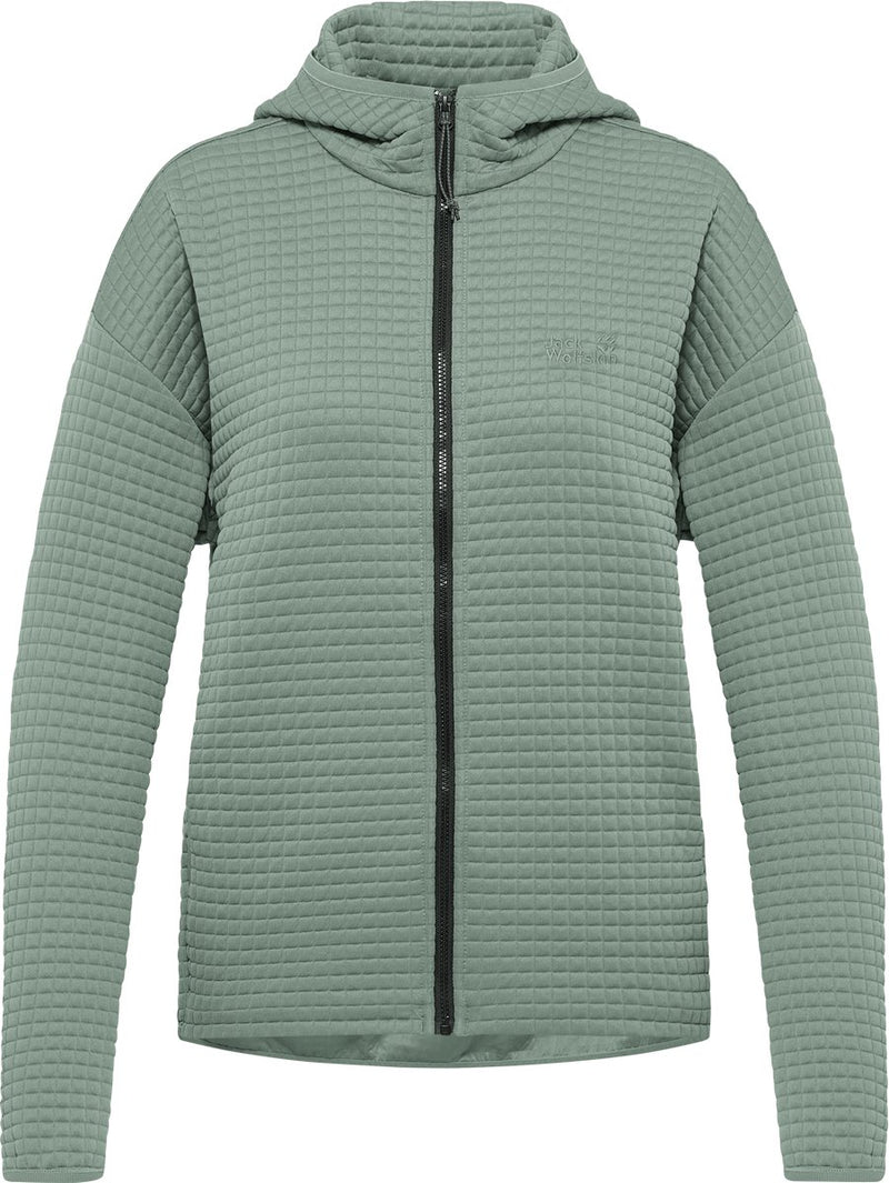 Giacca da esterno da donna Jack wolfskin mogari con cappuccio fz w - verde zinnia