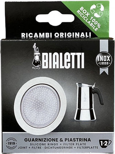 Bialetti filterplaatje + siliconen ring - voor 2 kops rvs percolators
