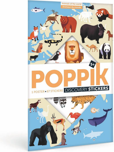 Poppik poster adhesivo educativo - [ - descubrimiento] animales del mundo - a partir de 6 años