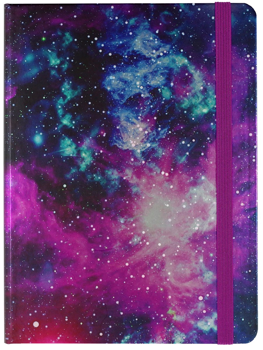 Quaderno Peter pauper di medie dimensioni - galassia - con chiusura ad elastico - 16x21 cm
