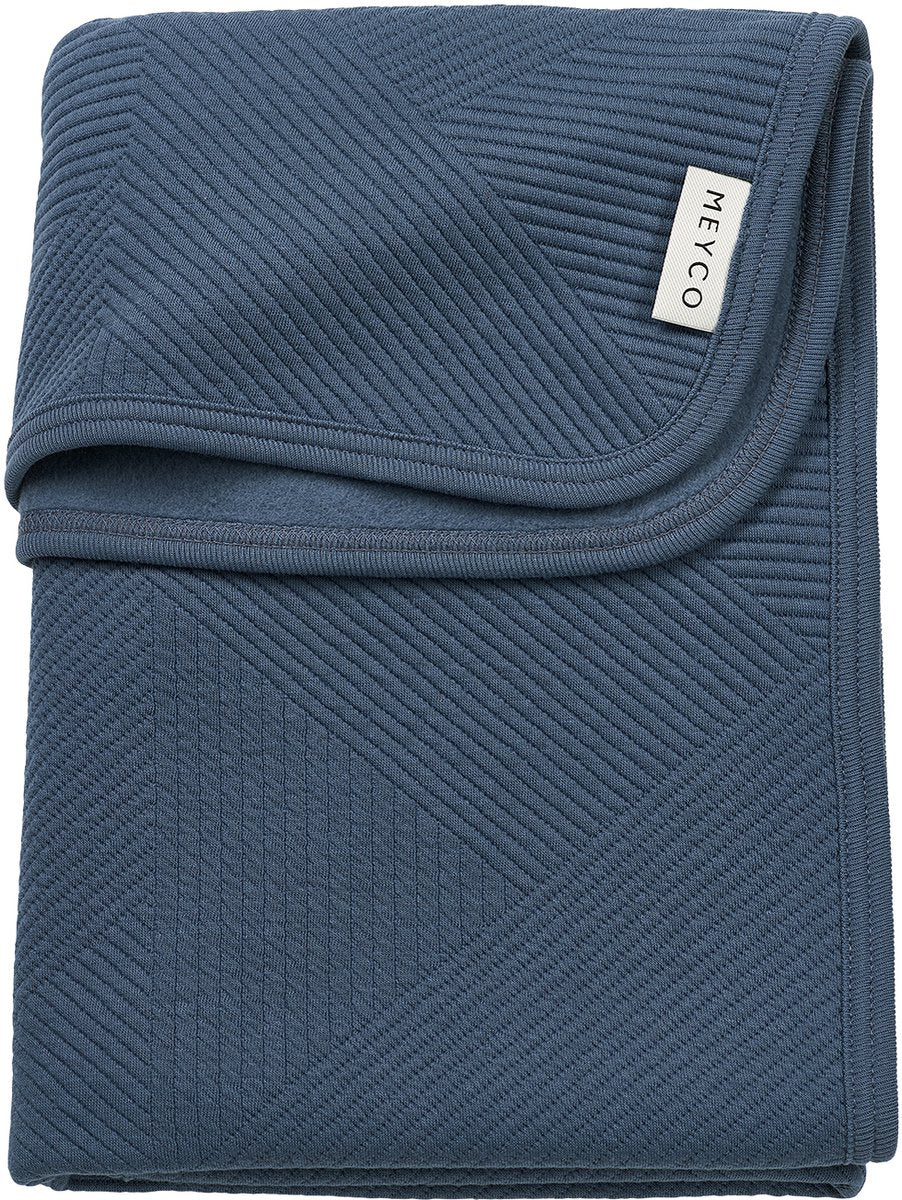 Meyco coperta per culla jacquard per bambini - flanella - indaco - 75x100 cm - 1.0 tog