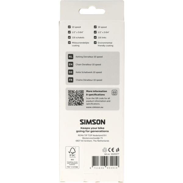 Deragliatore catena Simson 10v hg