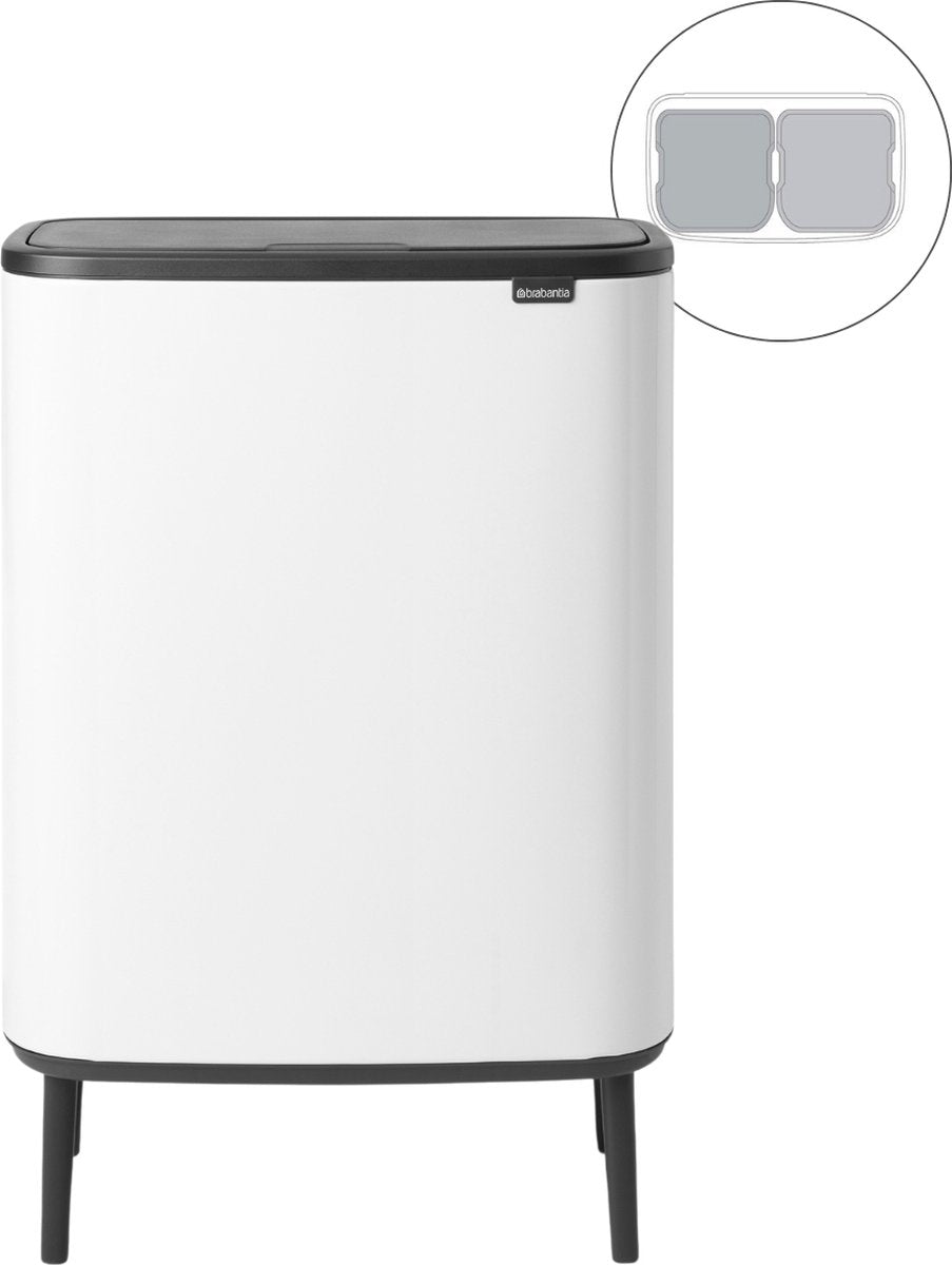 Brabantia bo touch bin hi prullenbak - 2 x 30 liter - afvalscheiding - white
