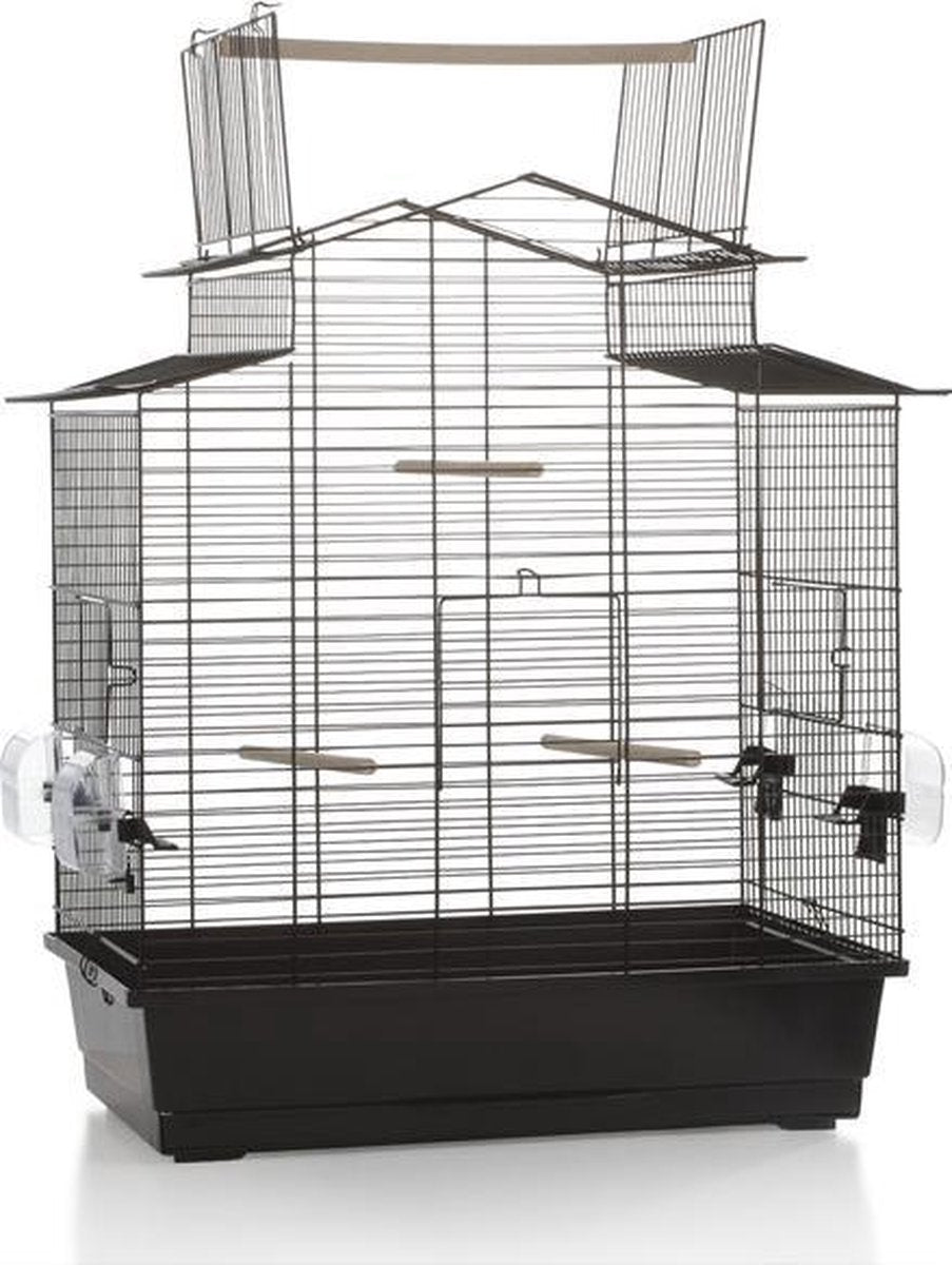 Beeztees iza 3 open - gabbia per uccelli - nera - grande - 59x38x65 cm