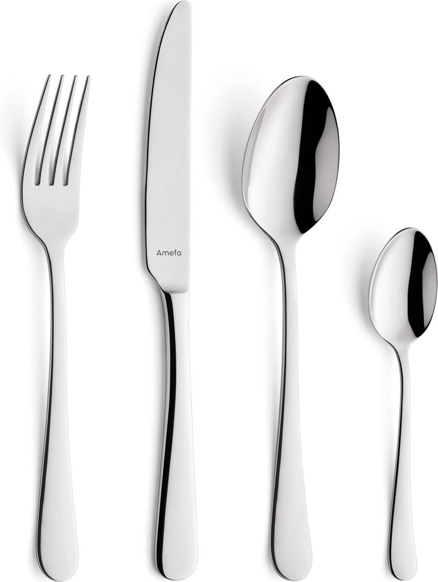 Amefa Austin – set di posate – 24 pezzi – 6 persone – molto lucide – color argento – lavabili in lavastoviglie