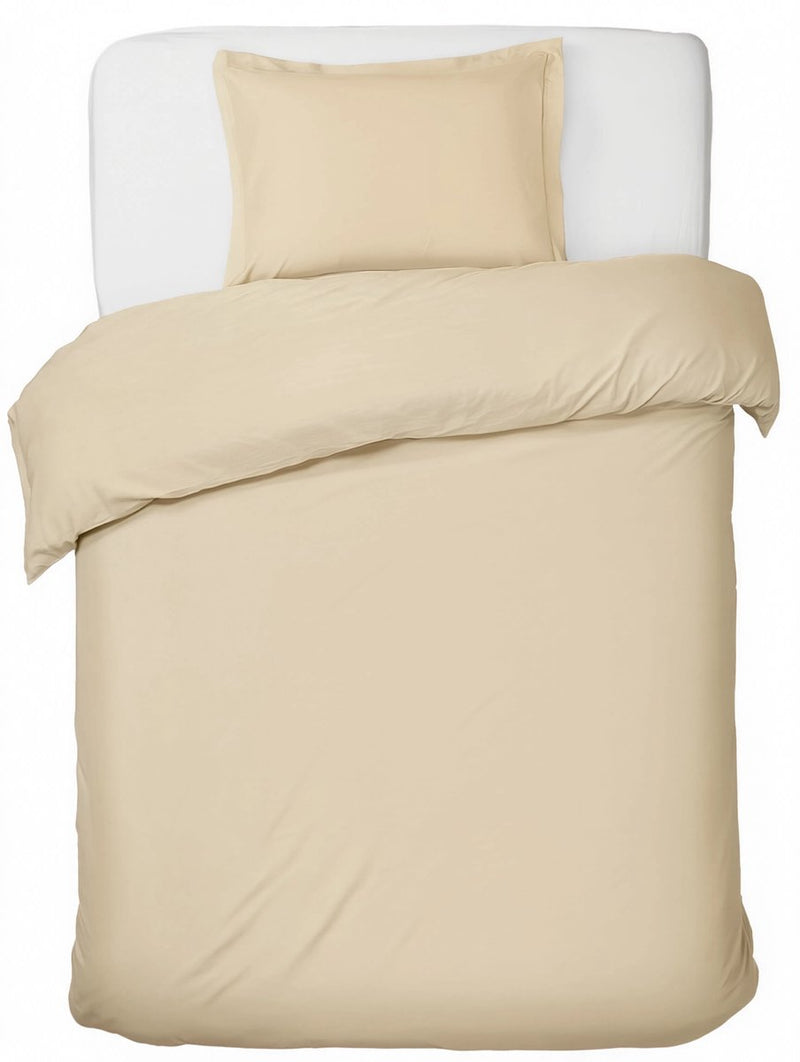 Hush. living hush living dekbedovertrek - 100% katoen - 144tc - soepel en ademend - 140x220+20cm - 60x70cm kussensloop - met bevestigingslusjes - zand