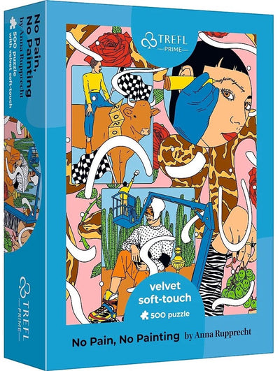 Serie Trefl Velvet Soft Touch - Rompecabezas de 500 piezas - Sin dolor, sin pintura - Kolaż modernista - Incluye póster A4