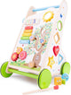 Woet ® houten activiteiten loopwagen - duwwagen met vormen, muziek en spelletjes - babywalker - vanaf 1 jaar