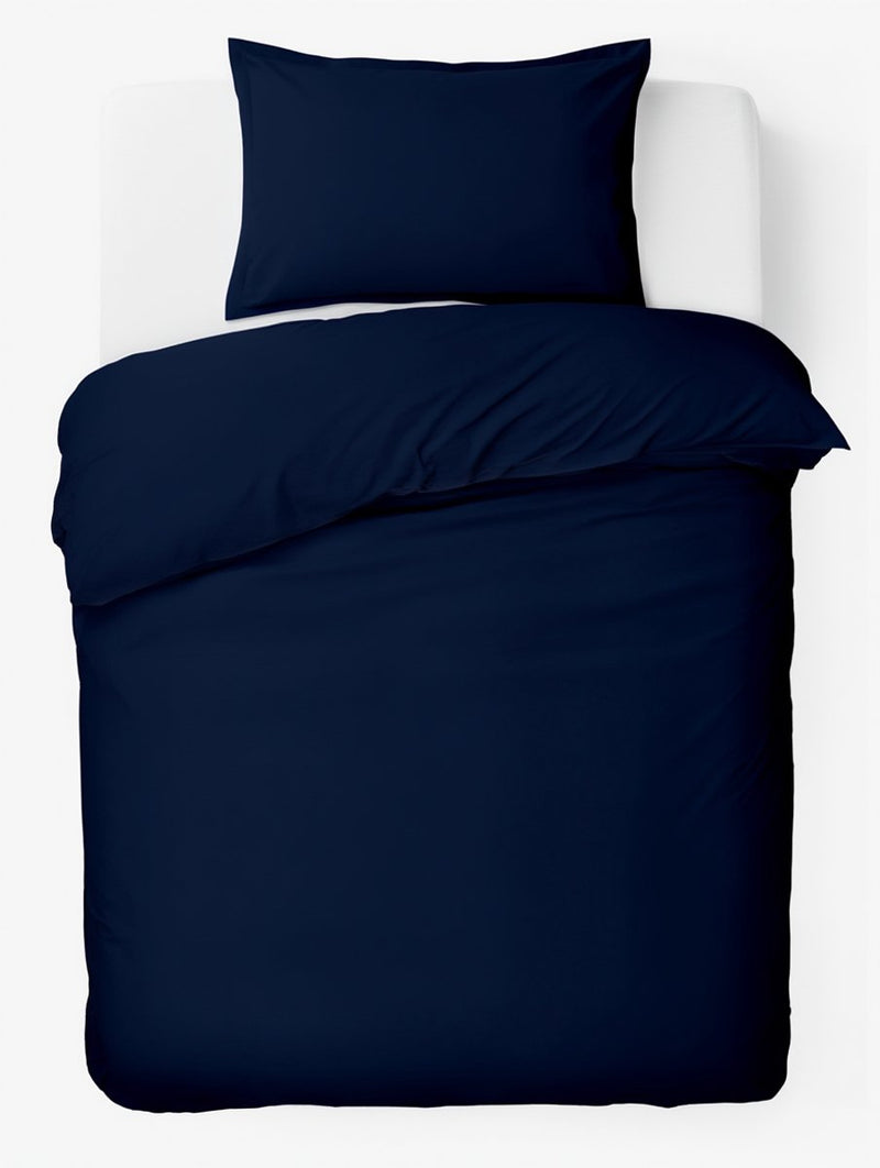 Silenzio. copripiumino living hush living percalle - 100% cotone - 200tc - extra fresco e fresco - resistente e durevole - 140x220+20 cm - federa 60x70 cm - con anelli di montaggio - blu scuro