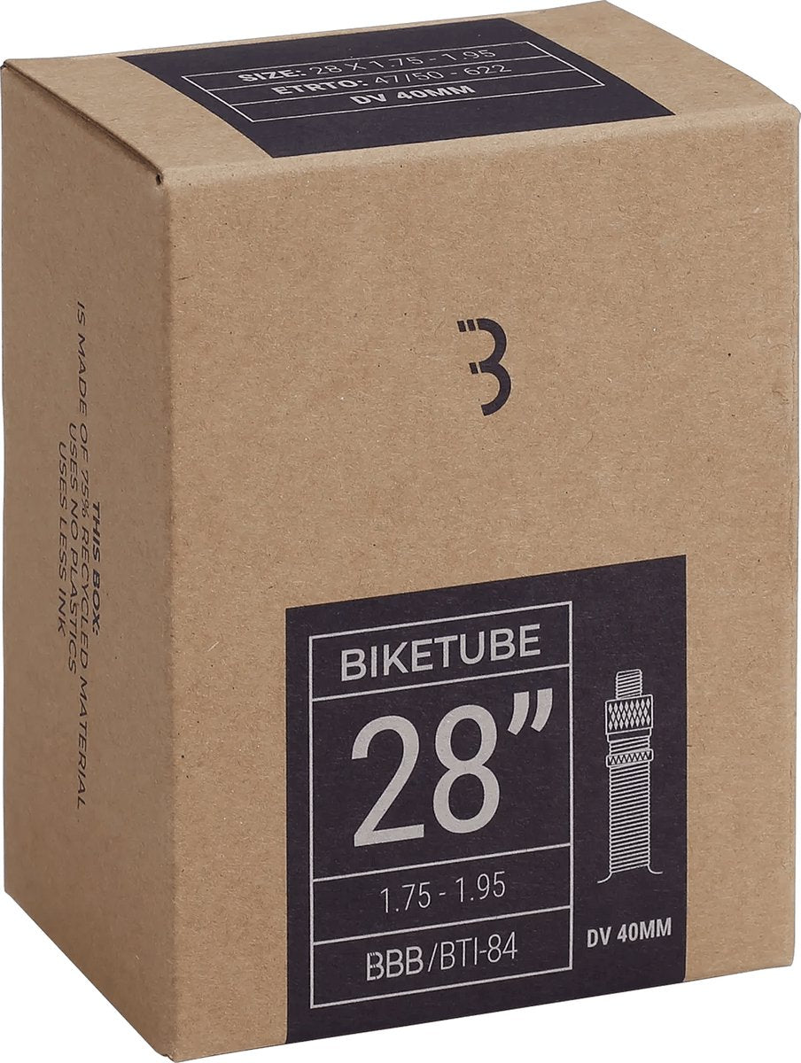 Bbb Cycling - Cámara de aire para bicicleta urbana de 28 pulgadas - Válvula Dunlop de 40 mm - Adecuado para el tamaño de neumáticos: 47 50-622 - Neumático de bicicleta Biketube - BTI-84