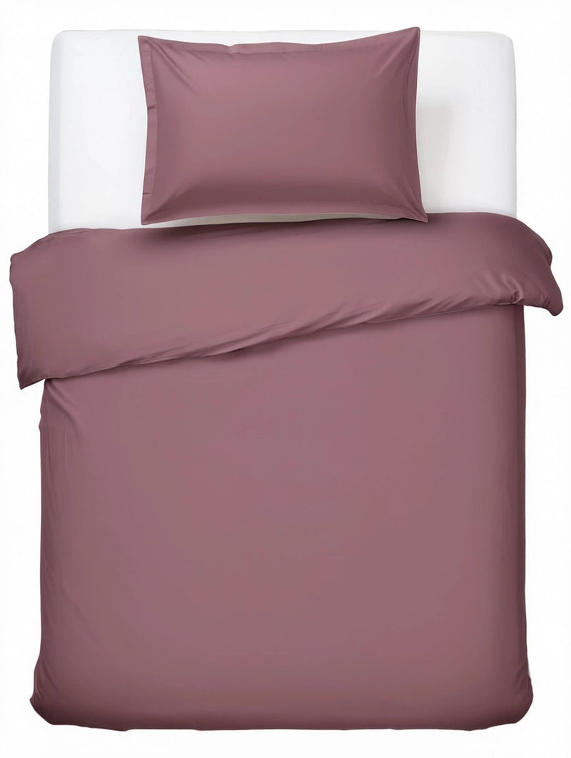Hush. living hush living dekbedovertrek - 100% katoen - 144tc - soepel en ademend - 140x220+20cm - 60x70cm kussensloop - met bevestigingslusjes - bordeaux