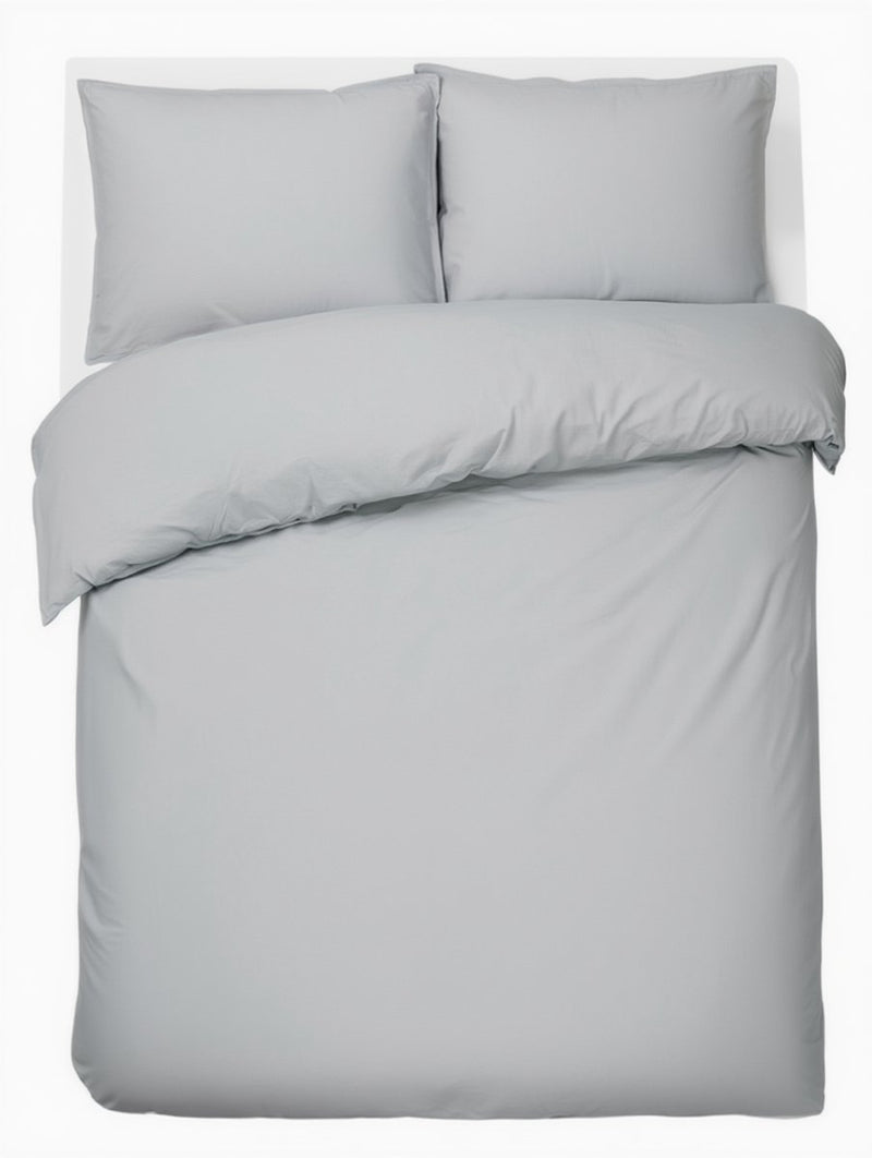 Silenzio. copripiumino living hush living percalle - 100% cotone - 200tc - extra fresco e fresco - resistente e durevole - 200x220+20 cm - 2 federe x 60x70 cm - con anelli di montaggio - grigio chiaro