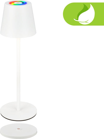 Briloner cilano - lampada da tavolo ricaricabile rgbw - lampada senza fili - dimmerabile - per esterni e interni - con stazione di ricarica - 36 x ø10,5 cm - bianco