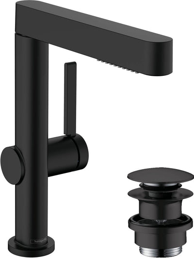 Hansgrohe finoris - rubinetto lavabo - con piletta di scarico - 230mm - doccetta estraibile - 2 funzioni jet - nero opaco