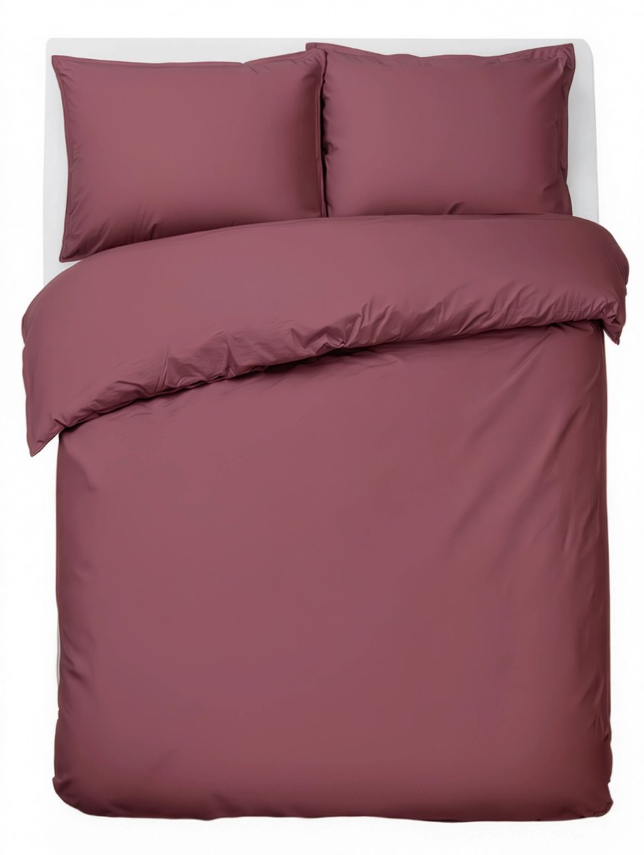 Hush. living hush living duvet cover - 100% cotton - 144tc - flexible and breathable - 240x220+20cm - 2 x 60x70cm pillowcases - with mounting loops - bordeaux