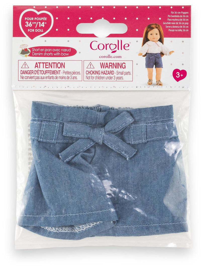 Pantaloncini in denim Corolle ma bambola con fiocco - 36 cm