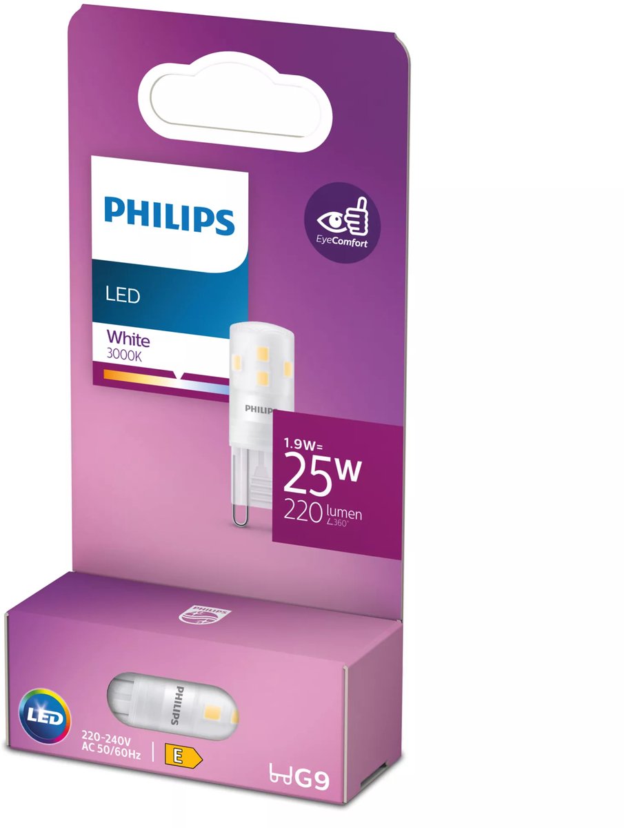 Capsula LED Philips a risparmio energetico trasparente - 25 W - G9 - luce bianca - risparmia sui costi energetici