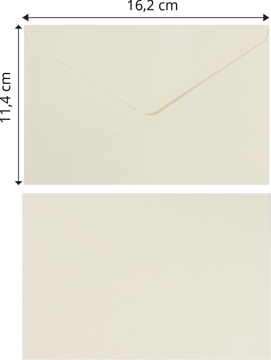 Sobres Florence de calidad resistente, rectángulo marfil, 25 unidades, 11,4 x 16,2 cm