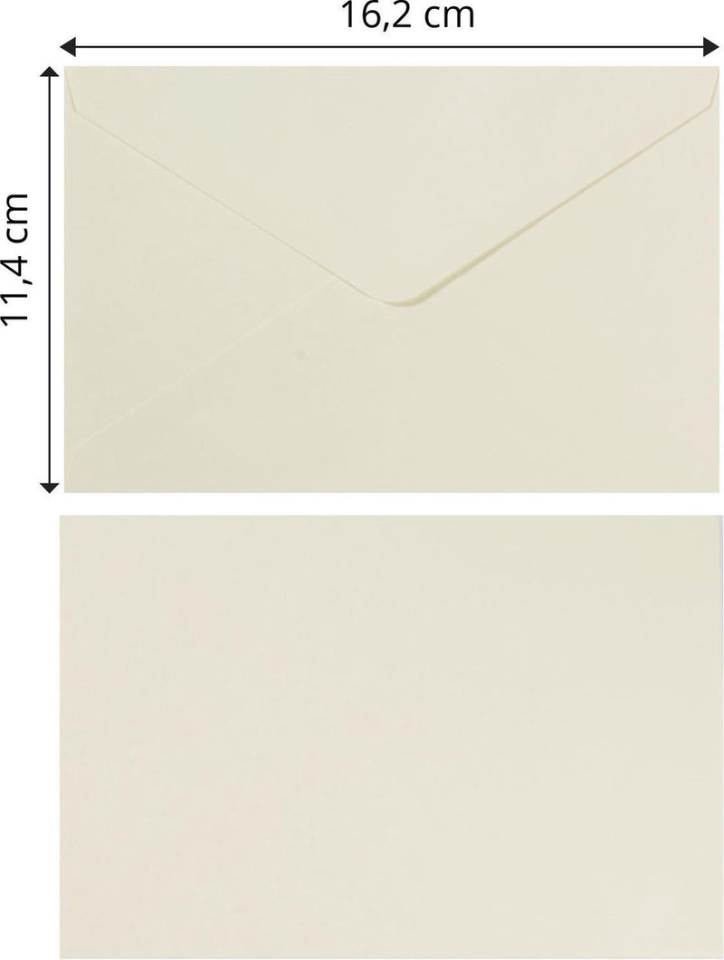 Sobres Florence de calidad resistente, rectángulo marfil, 25 unidades, 11,4 x 16,2 cm