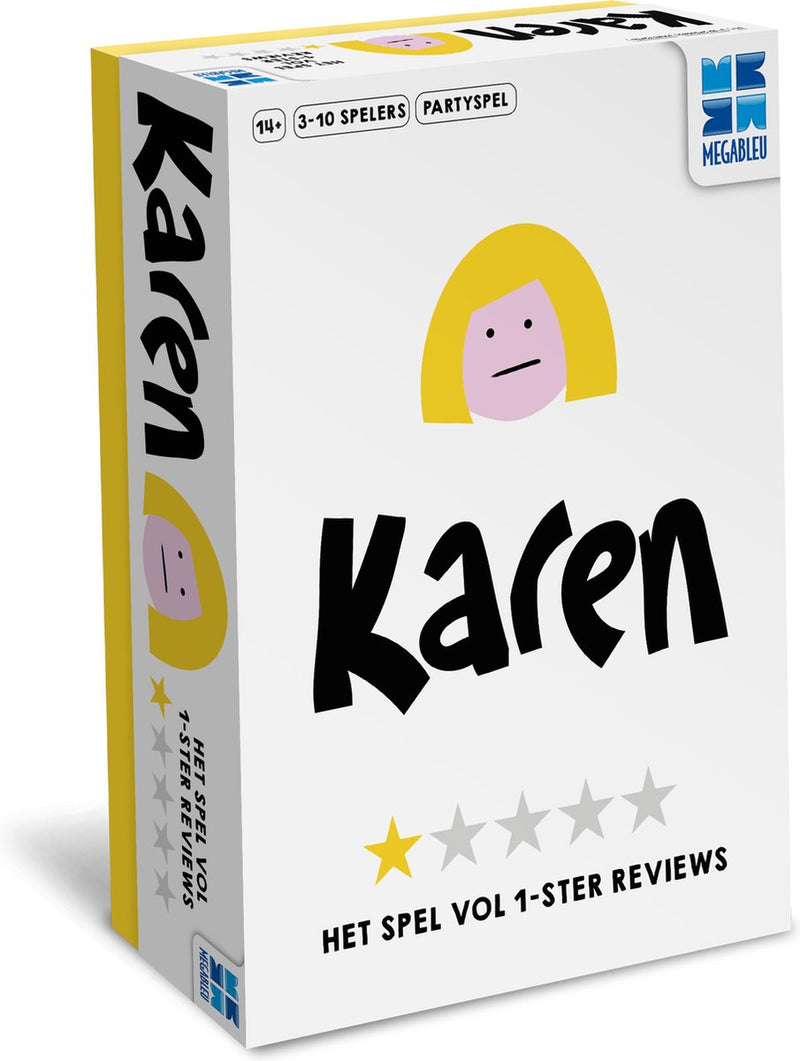 Megableu karen - het klachten partyspel - gebaseerd op échte 1-ster reviews - misleidend en creatief kaartspel voor volwassenen - nederlandstalige versie