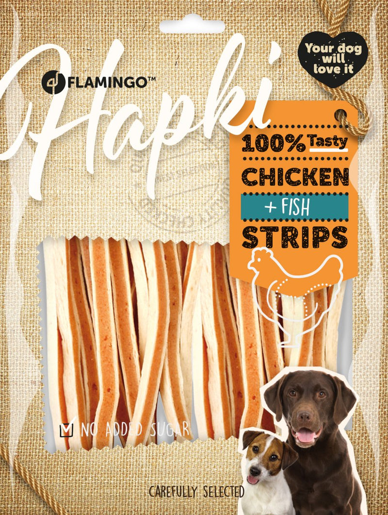 Snack per cani Flamingo – straccetti con pesce pollo – snack per cani – snack per cani – dolcetti per cani – senza glutine – senza zuccheri aggiunti – 400g