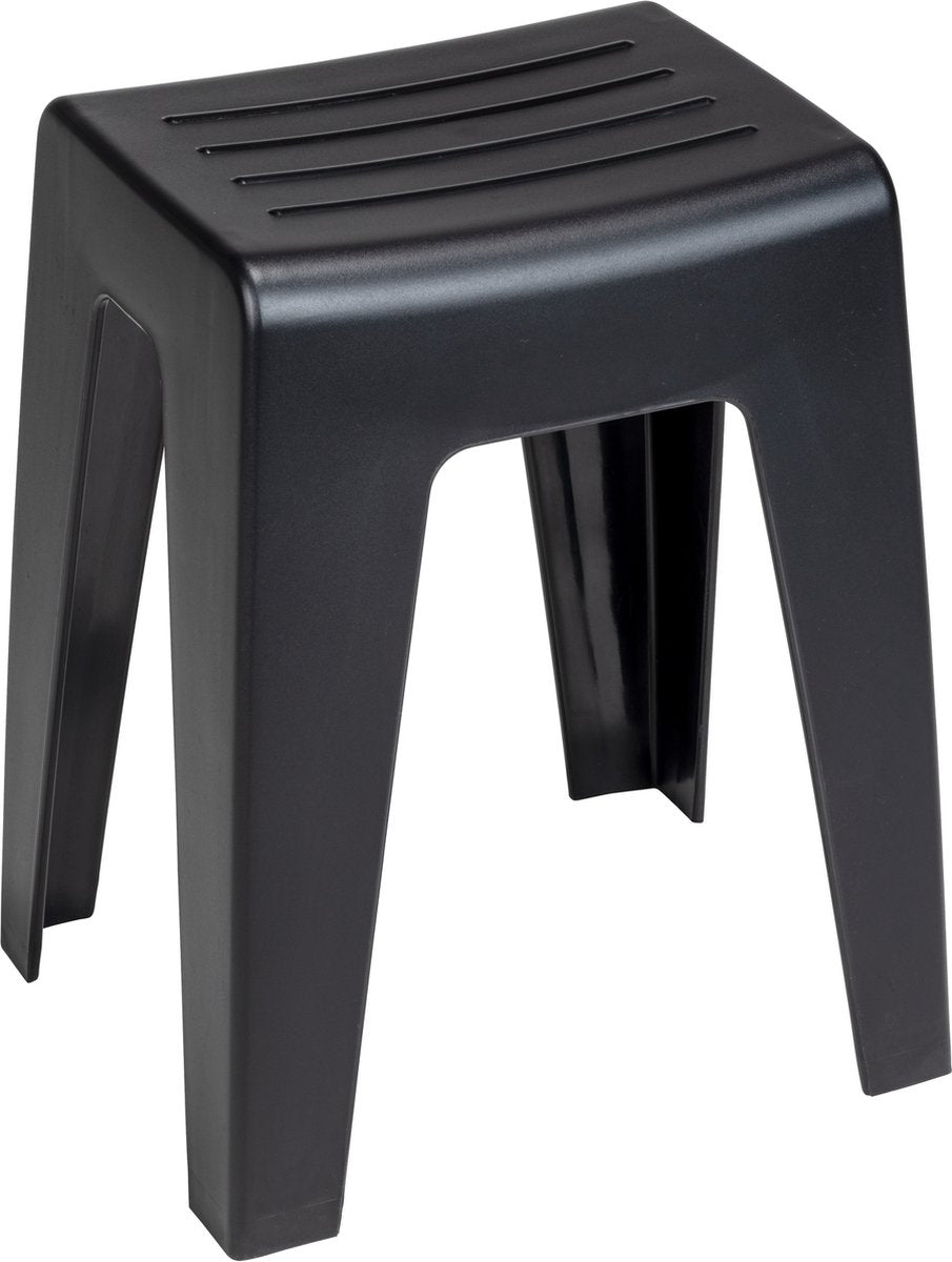 Taburete de baño Wenko kumba de plástico negro 38 x 47 x 32 cm - taburete de ducha - asiento de ducha - silla de ducha - capacidad de carga máx. 120 kilogramos