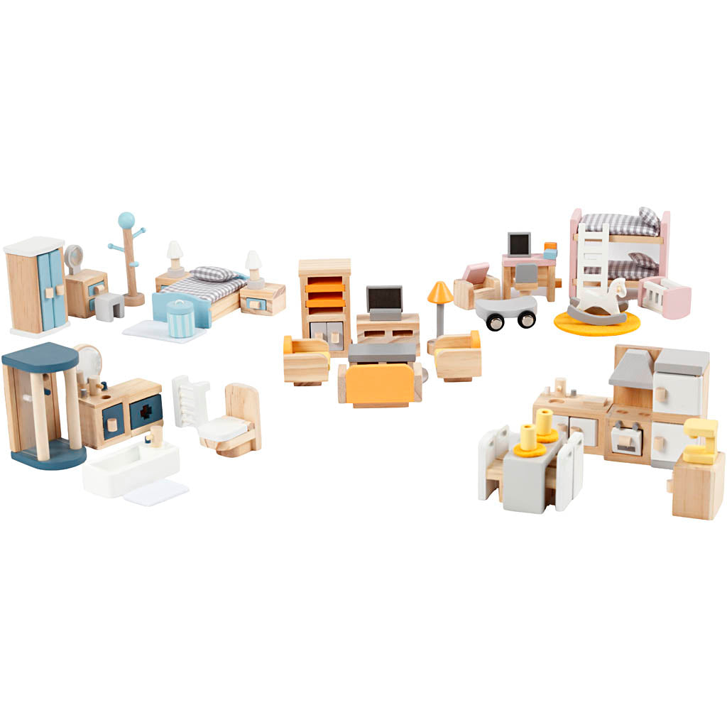 Muebles VIGA para Dollhouse, Dim 2x2x7.5 cm, 40 piezas 1 set