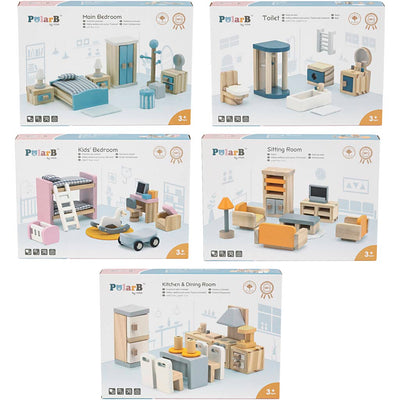 Muebles VIGA para Dollhouse, Dim 2x2x7.5 cm, 40 piezas 1 set