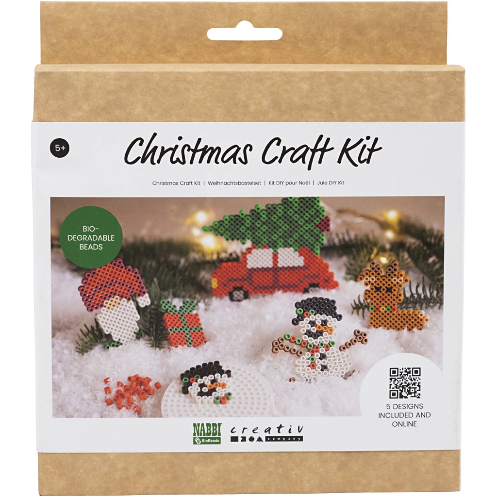 Nabbi hobby set biobeads, coche navideño, reno, muñeco de nieve, elfo y regalo, 1 caja