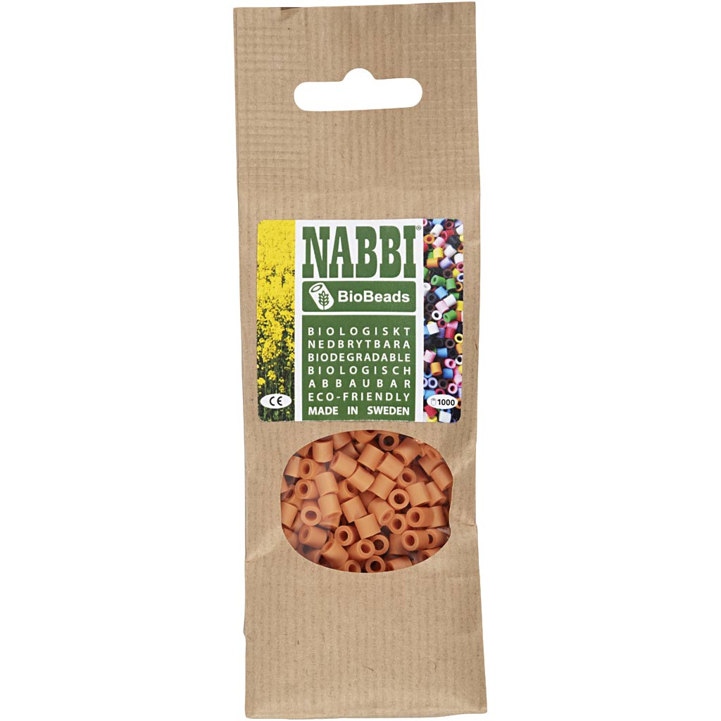 Nabbi biobeads from , size 5x5 mm, hole size 2.5 mm, medium, orange, 1000 pieces 1 box