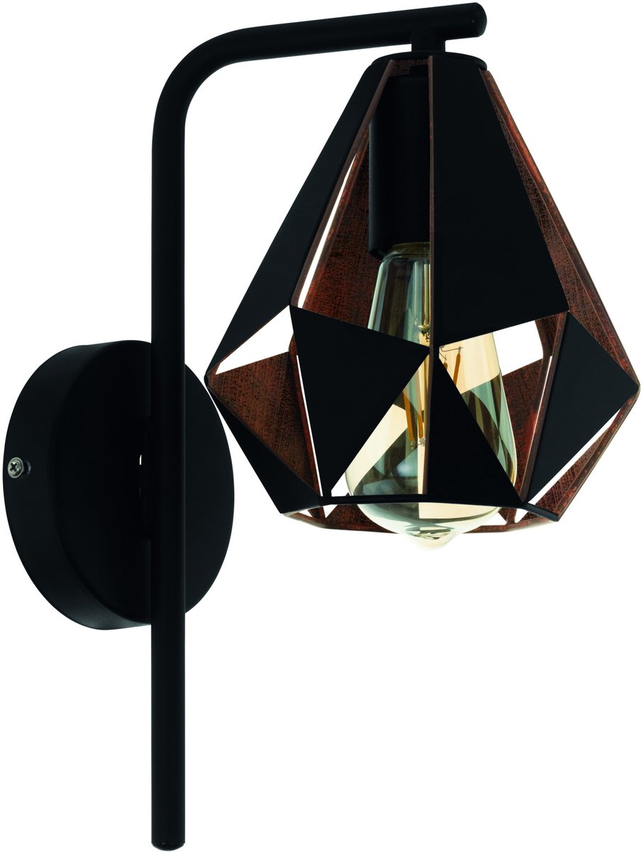 Eglo carlton 4 wandlamp - e27 - 31,5 cm - zwart koper