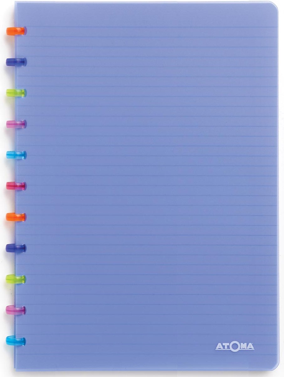 Quaderno Atoma Atome Tutty Frutti - A4 - 144 pagine - a righe - blu trasparente
