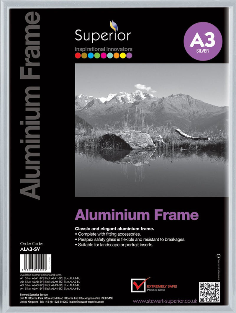 Cornice per foto Seco a3 - 29,7 x 42 cm - alluminio spazzolato argento - cornice 11 mm - se-ala3-sv